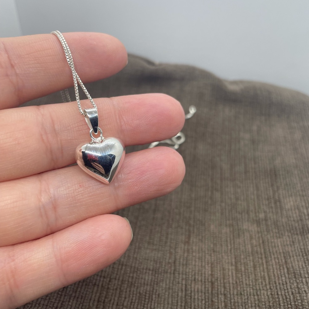 Sterling silver fluffy heart necklace